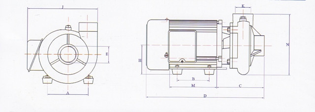 Bản vẽ bơm thường bao gồm các thông số kỹ thuật như đường kính của cánh quạt
