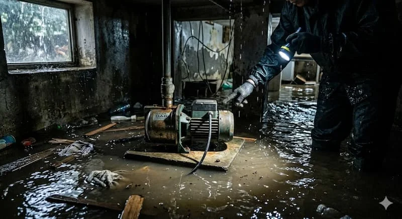 Máy bơm bị ngâm nước