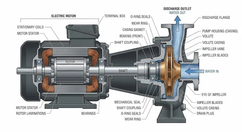 Cấu tạo cơ bản của máy bơm