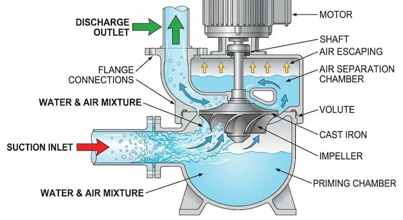 Nguyên lý hoạt động của máy bơm tự mồi
