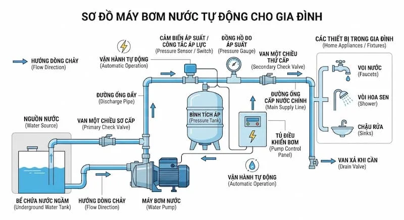 Sơ đồ lắp chuẩn máy bơm