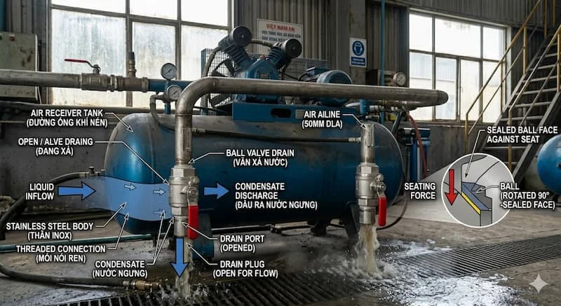 Ảnh ứng dụng thực tế van bi xả