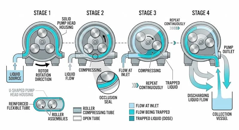 Nguyên lý hoạt động của bơm nhu động