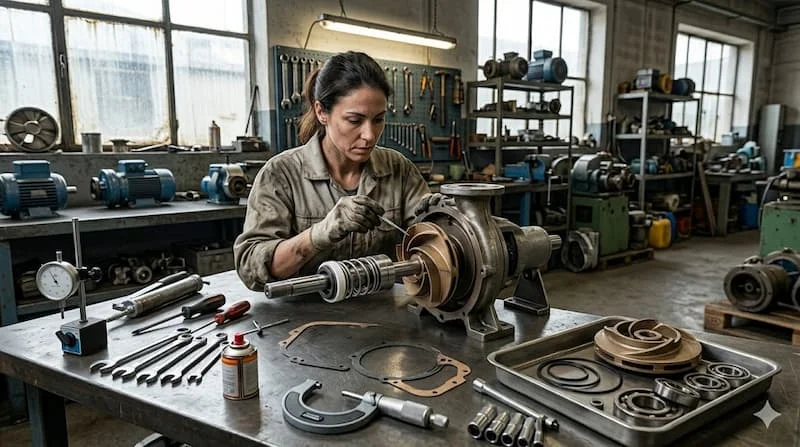 Lắp ráp linh kiện máy bơm nước