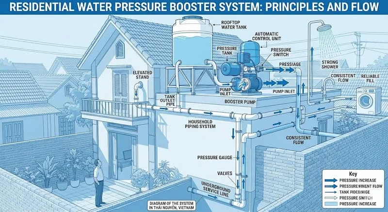 Nguyên lý hoạt động bơm nước lên két