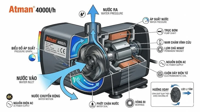 Nguyên lý hoạt động bơm atman 4000l h