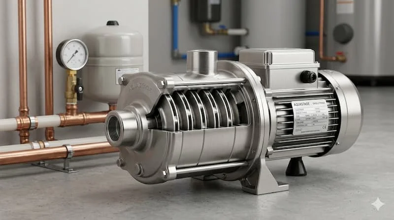 Ảnh tổng quan bơm đa tầng cánh 1 pha