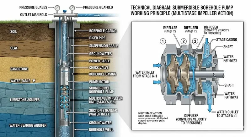 Nguyên lý hoạt động bơm chìm hỏa tiễn