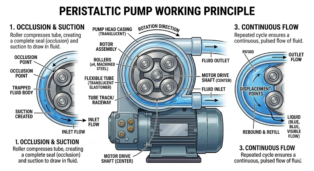 Nguyên lý hoạt động bơm nhu động