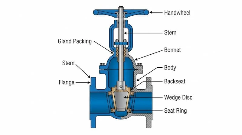 Ảnh cấu tạo các bộ phận van cổng BS 5154