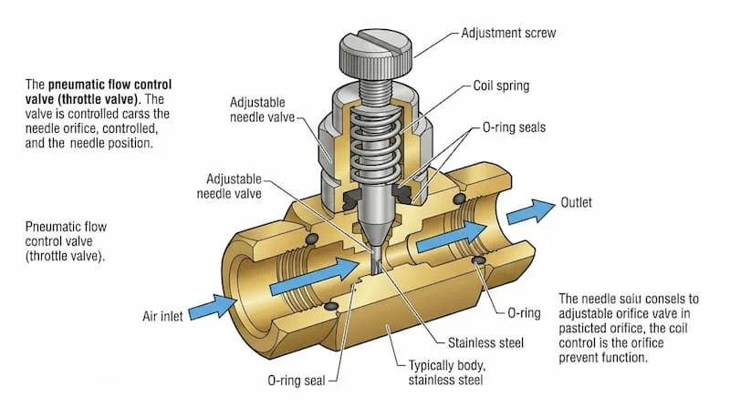 Ảnh cấu tạo van tiết lưu khí nén
