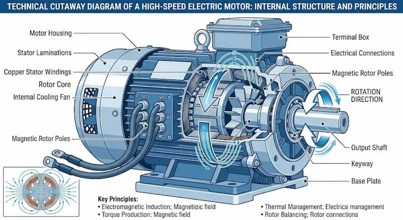 Cấu tạo máy bơm động cơ tốc độ cao