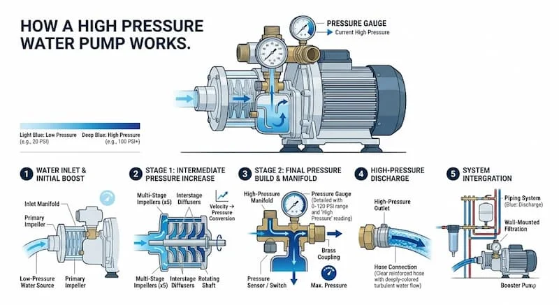 Nguyên lý hoạt động máy bơm áp lực cao