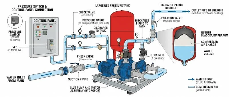 Nguyên lý hoạt động hệ thống bơm nước