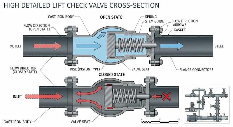 Ảnh cấu tạo van một chiều nâng