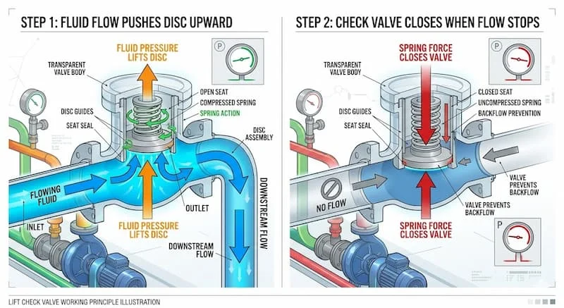 Ảnh nguyên lý hoạt động van 1 chiều