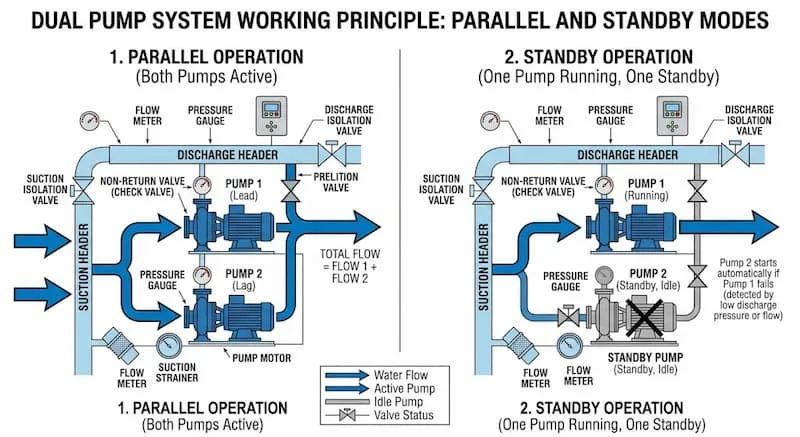 Nguyên lý hoạt động của máy bơm đôi
