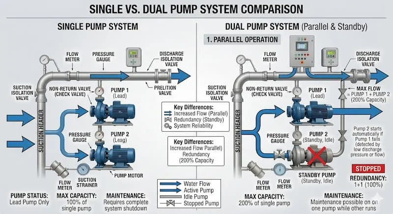 So sánh bơm đôi và bơm đơn