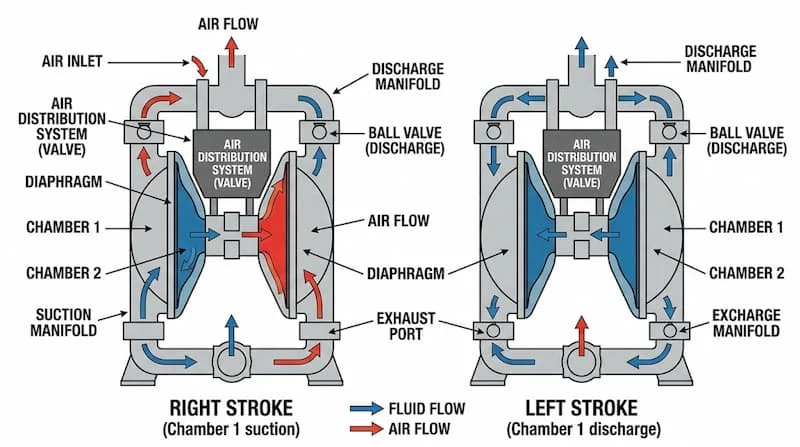 Những bộ phận của bơm kép