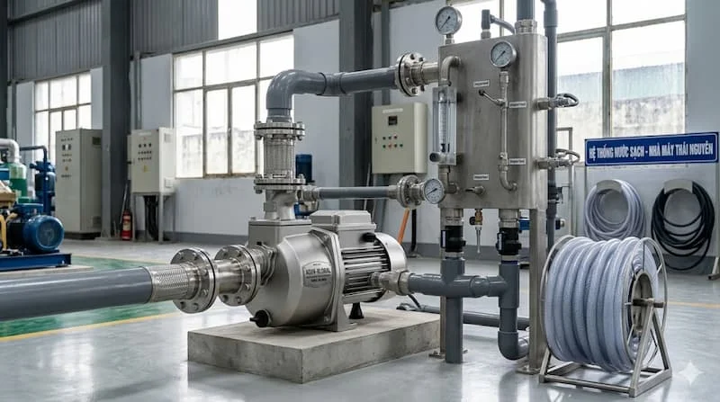 Sử dụng máy bơm nhập khẩu trong nhà máy