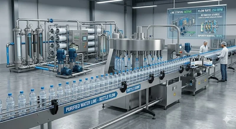 Dây chuyền sản xuất và đóng chai nước tinh khiết