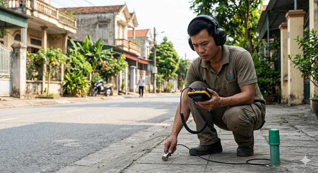 Sử dụng máy dò đường ống nước