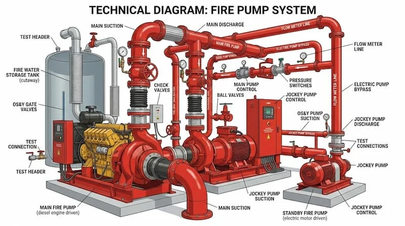 Những bộ phận máy bơm chữa cháy
