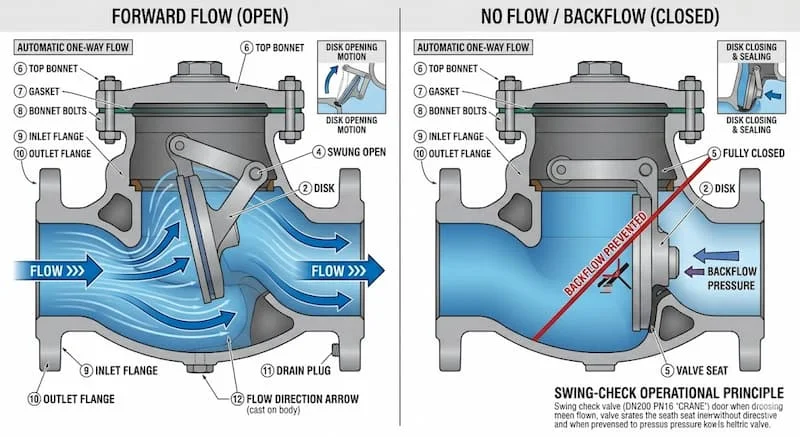 Ảnh nguyên lý hoạt động van 1 chiều cho bơm