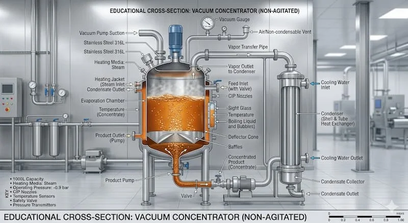 Cấu tạo thiết bị cô đặc có chân không