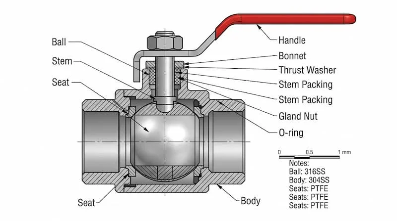 Ảnh cấu tạo van inox