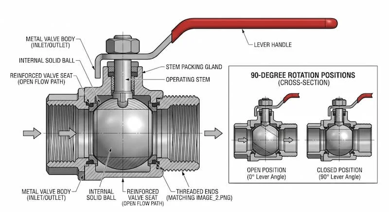 Ảnh cấu tạo & nguyên lý hoạt động van bi 