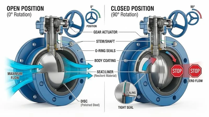 Ảnh nguyên lý hoạt động van cánh bướm