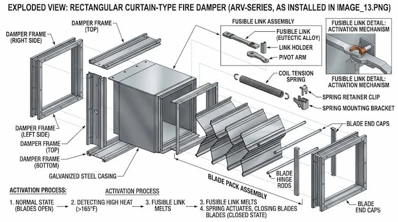 Cấu tạo các bộ phận của van chặn lửa