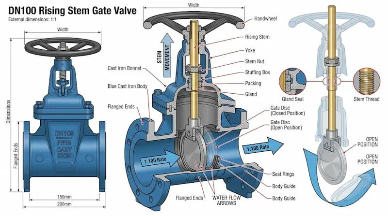Ảnh cấu tạo & nguyên lý hoạt động van cổng