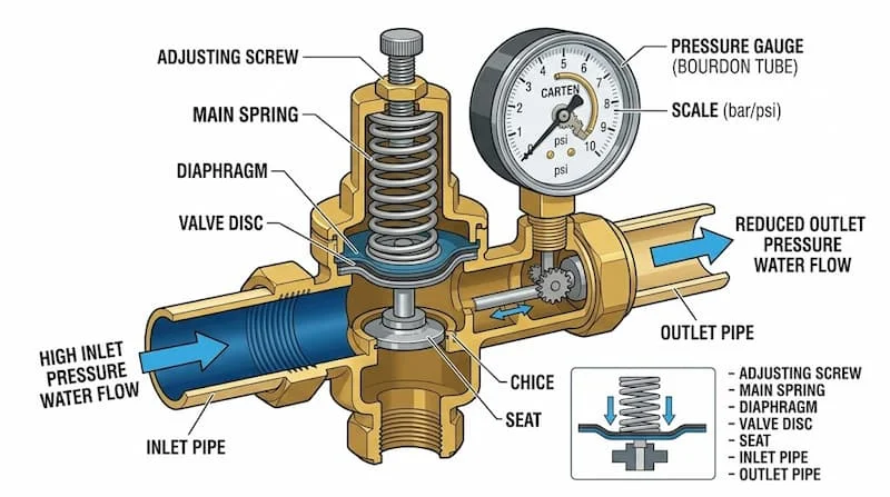 Nguyên lý và cấu tạo van điều áp đồng hồ
