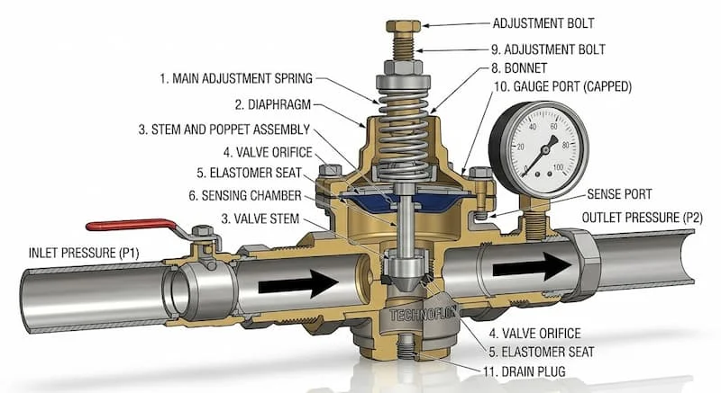 Các bộ phận của van điều áp