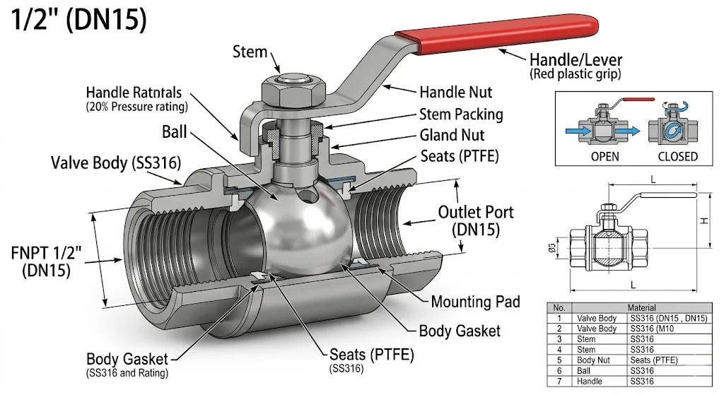 Ảnh cấu tạo bên trong van inox