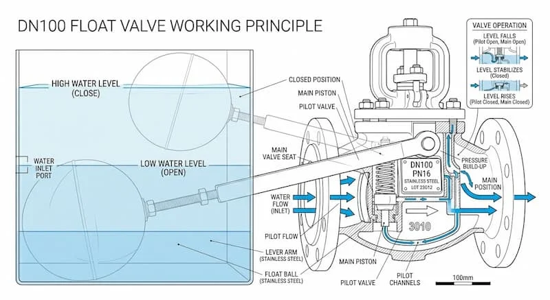 Ảnh nguyên lý hoạt động van phao