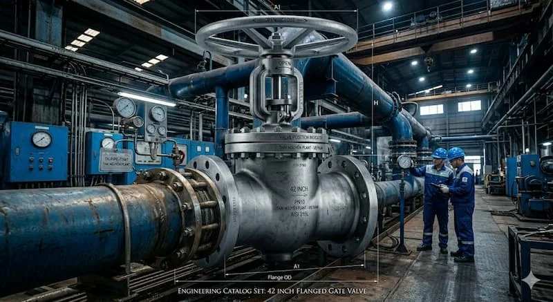 42 gate valve trong hệ thống công nghiệp thực tế