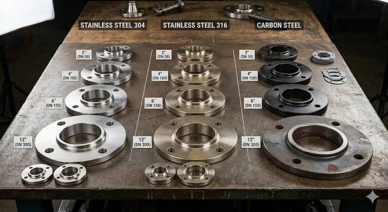 Ảnh nhiều loại ANSI 150 SORF flange đặt cạnh nhau