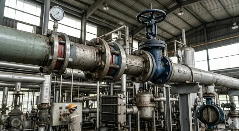 Ảnh ứng dụng PN16 flange trên hệ thống đường ống