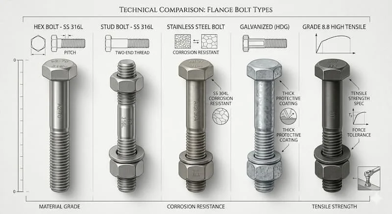 So sánh các loại bulong mặt bích
