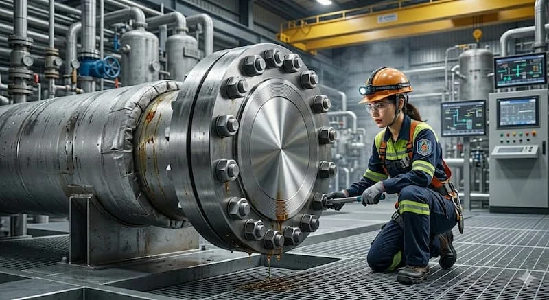Ảnh mặt bích mù CS lắp trên hệ thống đường ống