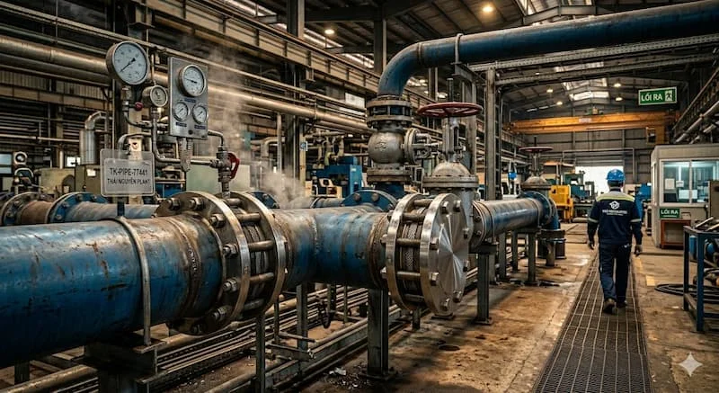 Flange 6 inch class 150 trong hệ thống đường ống thực tế