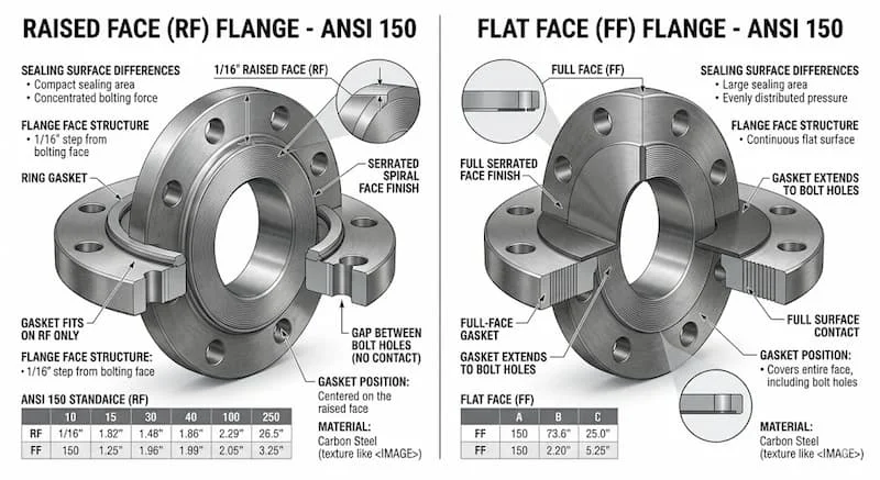 Ảnh so sánh RF flange và FF flange