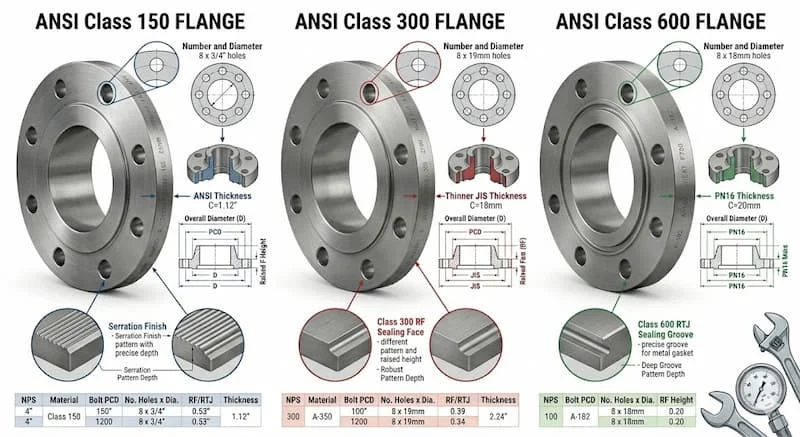 Ảnh tổng quan các flange class
