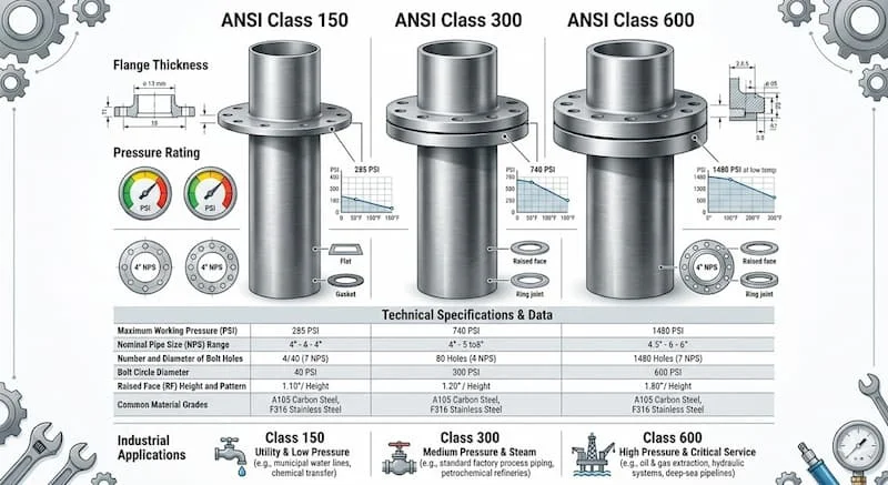 Ảnh infographic so sánh flange class
