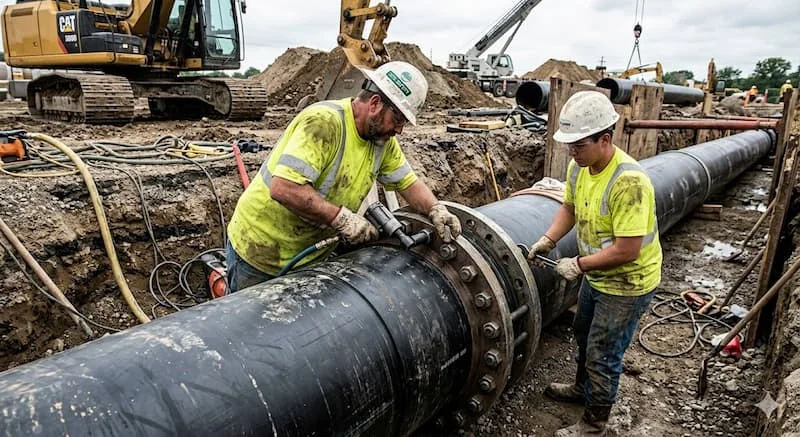 Thi công lắp đặt flange joint HDPE ngoài công trình