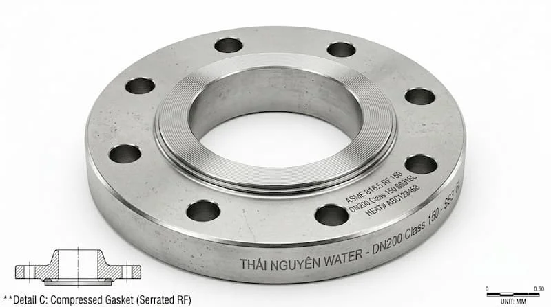 Ảnh sản phẩm flange RF 150 nền trắng chuyên nghiệp