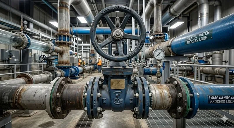 Gate valve 6 inch trong hệ thống đường ống